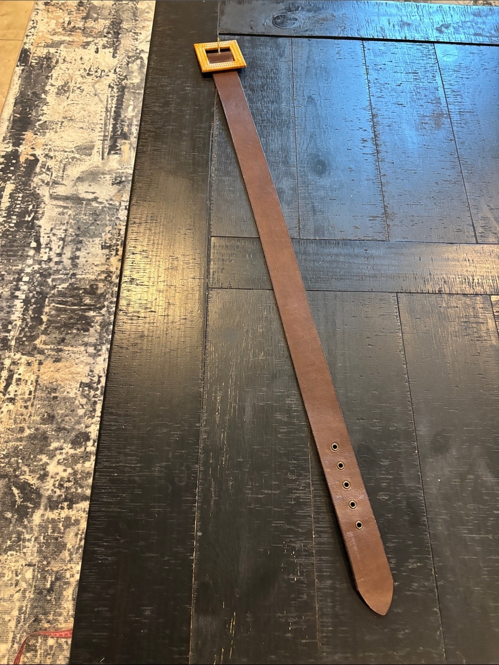 Express Chunky Y2K Brown Leather Belt M/L Genuine Leather